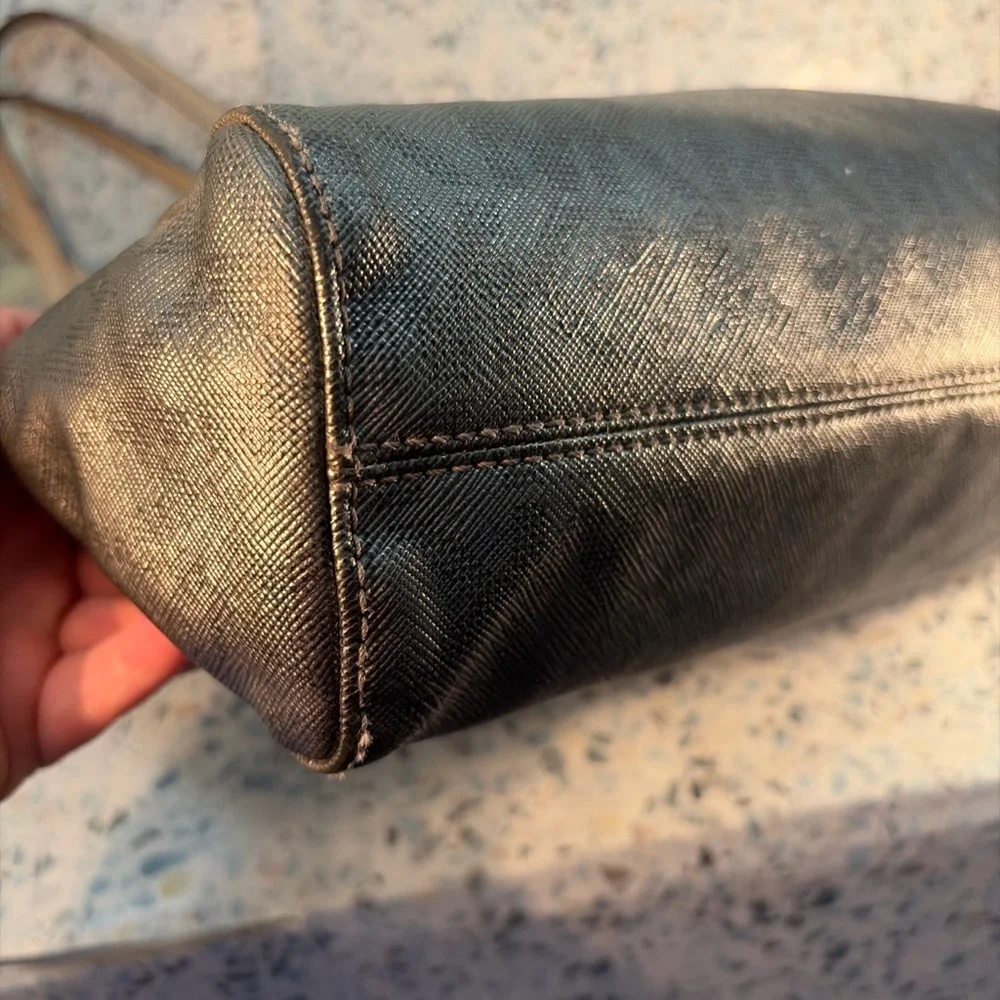 Michael Kors Jet Set Tote Black MK Logo Shoulder Bag Large - Picture 7 of 10